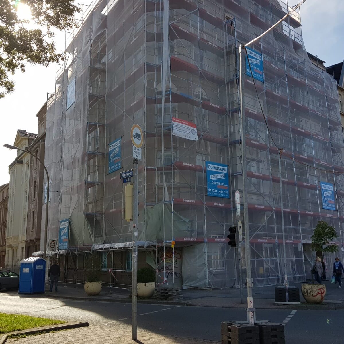 Feinstaubnetze Netze Gerüst Münsterstraße Dortmund Innenstadt Nordstadt