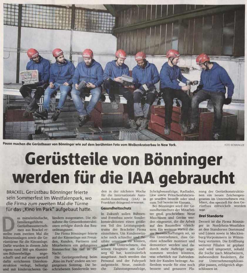 Gerüstbau Bönninger Dortmund - Presseartikel