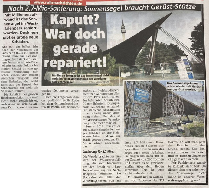 Pressebericht Bönninger Gerüstbau Sonnensegel Westfalenpark Dortmund