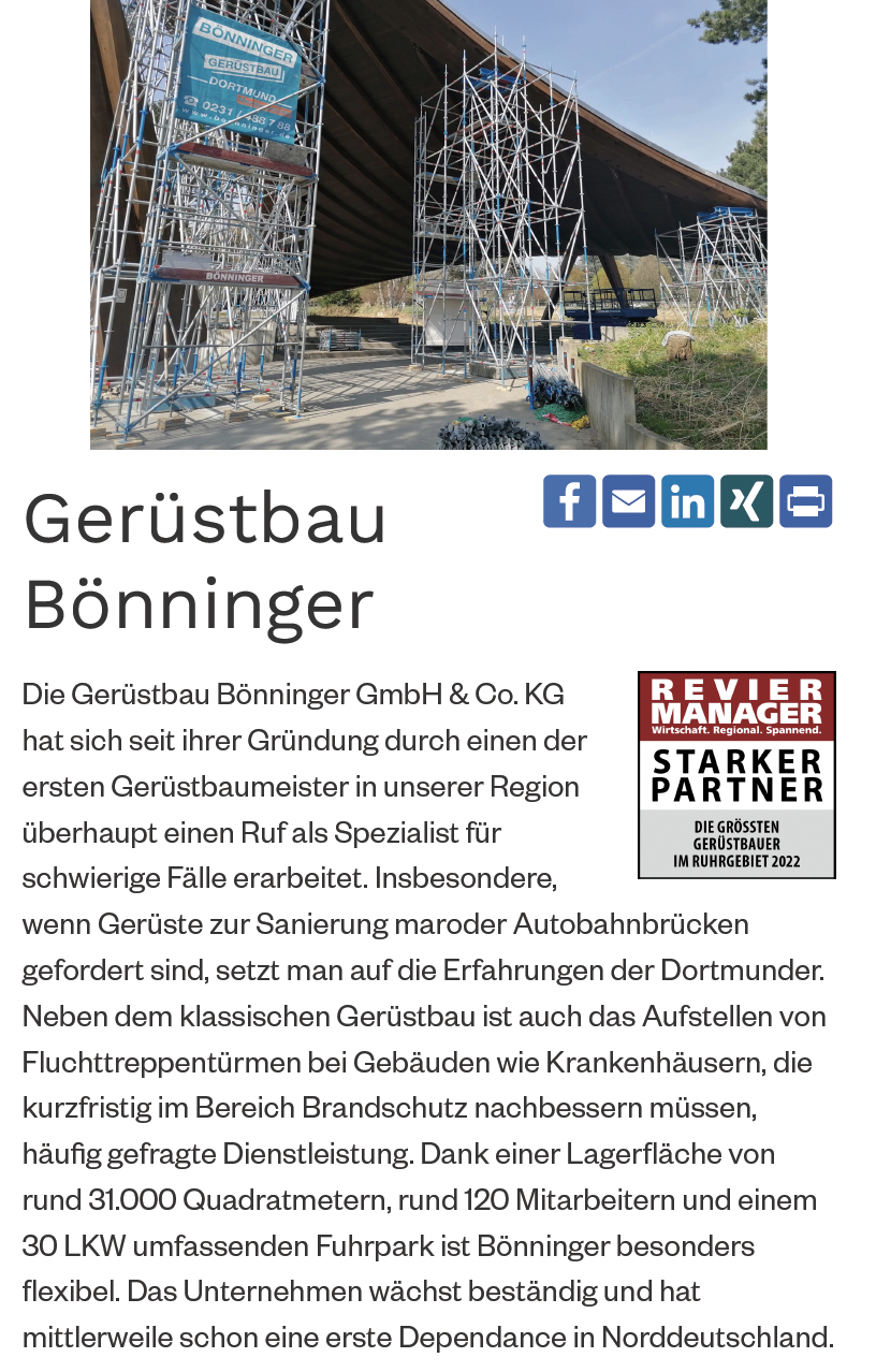 Pressebericht Gerüstbau Bönninger Dortmund