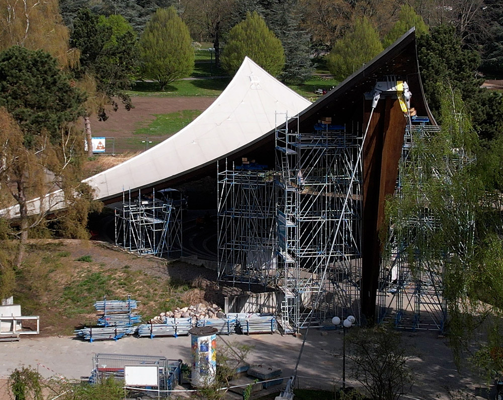 Referenz Gerüstbau Bönninger: Sonnensegel Westfalenpark Dortmund (Traggerüst)