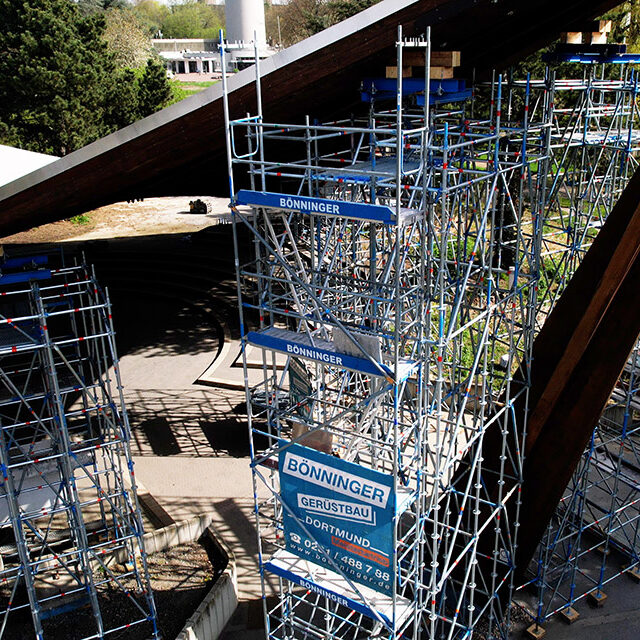 Referenz Gerüstbau Bönninger: Sonnensegel Westfalenpark Dortmund (Traggerüst)