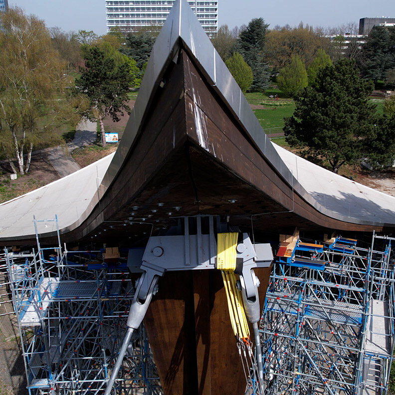 Referenz Gerüstbau Bönninger: Sonnensegel Westfalenpark Dortmund (Traggerüst)